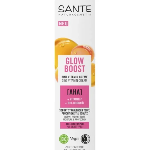 AHA, Vitamin F & Bio-Jojobaöl Glow Boost Vitamin Creme Feuchtigkeitspflege von Sante Naturkosmetik