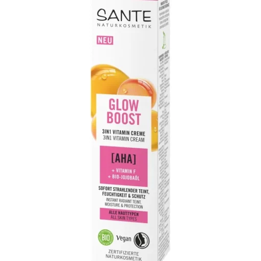 AHA, Vitamin F & Bio-Jojobaöl Glow Boost Vitamin Creme Feuchtigkeitspflege von Sante Naturkosmetik