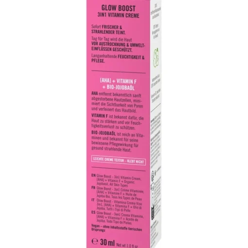 AHA, Vitamin F & Bio-Jojobaöl Glow Boost Vitamin Creme Feuchtigkeitspflege von Sante Naturkosmetik
