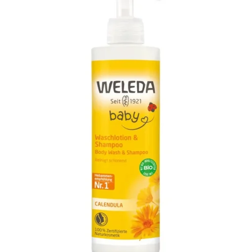 Babys & Kids Calendula Waschlotion & Shampoo Reinigt Haut & Haare schonend, mild zu den Augen von Weleda
