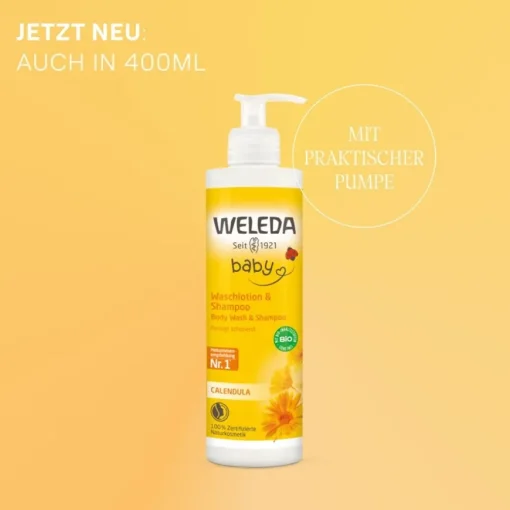 Babys & Kids Calendula Waschlotion & Shampoo Reinigt Haut & Haare schonend, mild zu den Augen von Weleda