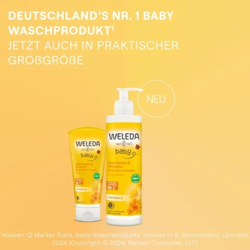 Babys & Kids Calendula Waschlotion & Shampoo Reinigt Haut & Haare schonend, mild zu den Augen von Weleda