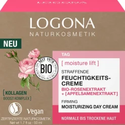 Bio-Rosenextrakt und Apfelsamenextrakt Moisture Lift Straffende Feuchtigkeitscreme von Logona