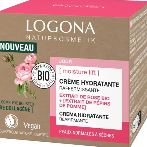 Bio-Rosenextrakt und Apfelsamenextrakt Moisture Lift Straffende Feuchtigkeitscreme von Logona