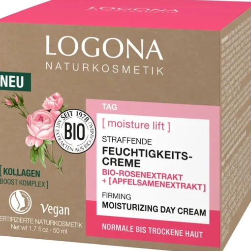 Bio-Rosenextrakt und Apfelsamenextrakt Moisture Lift Straffende Feuchtigkeitscreme von Logona