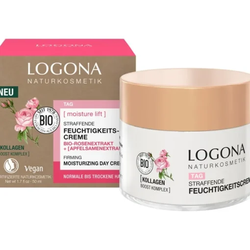 Bio-Rosenextrakt und Apfelsamenextrakt Moisture Lift Straffende Feuchtigkeitscreme von Logona