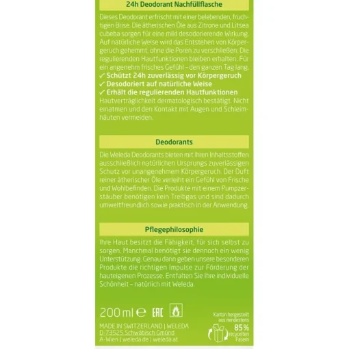 Deodorants Citrus Fresh Deo Spray Zuverlässige, natürliche Wirkung ohne Aluminiumsalze von Weleda