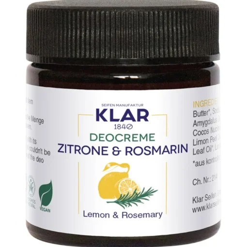 Feste Deocreme Zitrone & Rosmarin von Klar Seifen