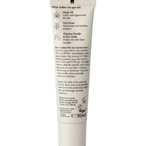 Feuchtigkeitspflege Sensitive SPF50 Daily Sun Fluid von Hej Organic