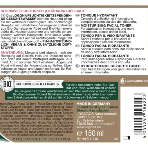 Feuchtigkeitsspendendes Gesichtswasser von Logona