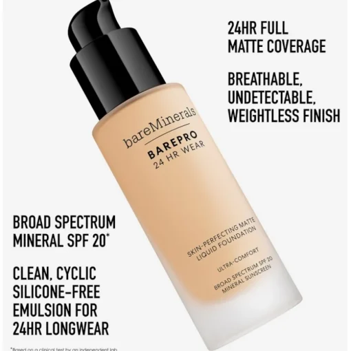 Foundation BAREPRO® 24HR Wear Skin-Perfecting Matte Liquid Foundation Mineral SPF 20 von bareMinerals