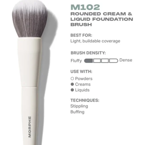 Gesichtspinsel M102 Rounded Cream & Liquid Foundation Brush von Morphe