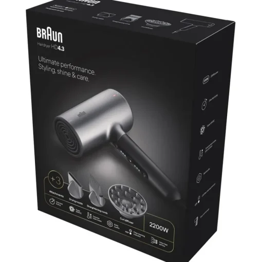 Haartrockner HD4.3 Dryer Grey Satin Metal von BRAUN HAIR CARE