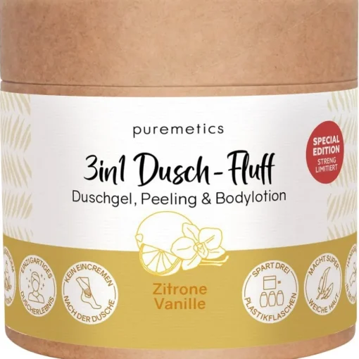 3in1 Duschpflege Dusch-Fluff Zitrone Vanille von puremetics