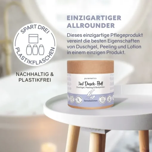 3in1 Duschpflege Dusch-Fluff Sensibelchen  von puremetics