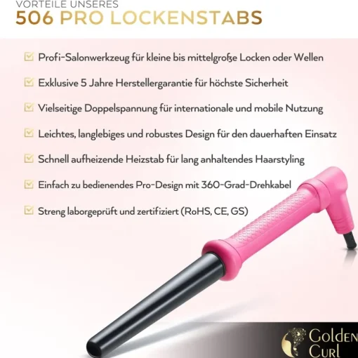 Lockenstäbe The Pink 18-25 mm Curler von Golden Curl