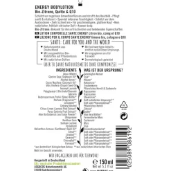Lotionen Energy Bodylotion Bio-Zitrone & Quitte & Q10 von Sante Naturkosmetik