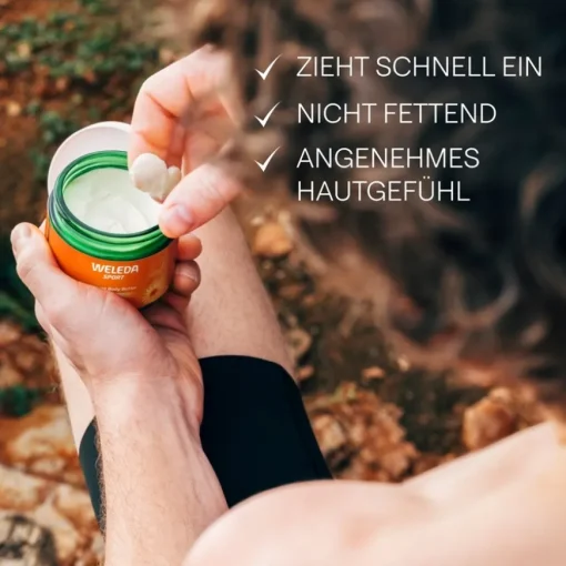 Lotionen Sport Massage Body Butter Arnika Reichhaltige Pflege für eine muskelentspannende Massage von Weleda