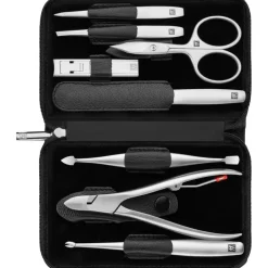 Sets 8-tlg. Maniküre/Pediküre-Etui Schwarzem Rindleder von Zwilling Beauty