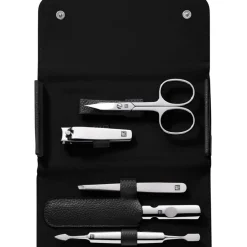 Sets 5-tlg. Maniküre/Pediküre-Etui Schwarzem Rindleder von Zwilling Beauty