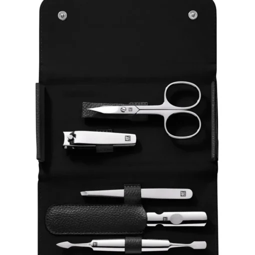 Sets 5-tlg. Maniküre/Pediküre-Etui Schwarzem Rindleder von Zwilling Beauty