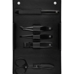 Sets 5-tlg. Maniküre/Pediküre-Etui Schwarzem Rindleder von Zwilling Beauty