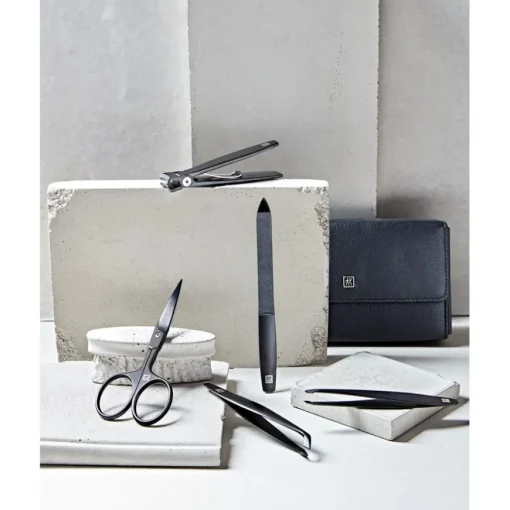 Sets 5-tlg. Maniküre/Pediküre-Etui Schwarzem Rindleder von Zwilling Beauty