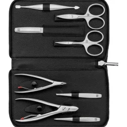 Sets 8-tlg. Maniküre/Pediküre-Etui Schwarzem Rindleder von Zwilling Beauty
