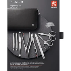 Sets 8-tlg. Maniküre/Pediküre-Etui Schwarzem Rindleder von Zwilling Beauty
