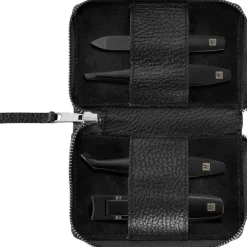 Sets 4-tlg. Maniküre/Pediküre-Etui Schwarzem Rindeder von Zwilling Beauty
