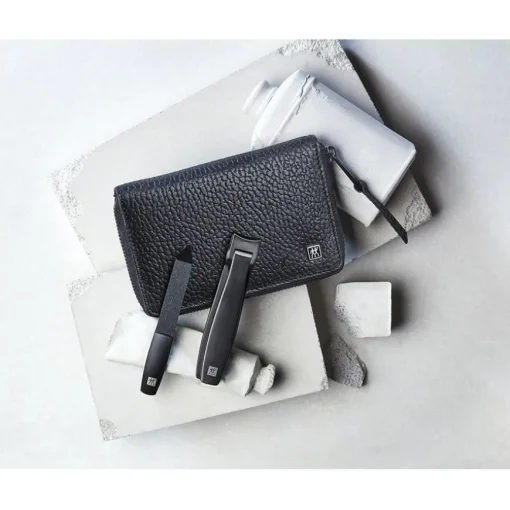 Sets 4-tlg. Maniküre/Pediküre-Etui Schwarzem Rindeder von Zwilling Beauty