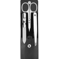 Sets 3-tlg. Maniküre/Pediküre-Etui Schwarzem Rindleder von Zwilling Beauty