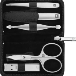 Sets 5-tlg. Maniküre/Pediküre-Etui Schwarzem Yakleder von Zwilling Beauty