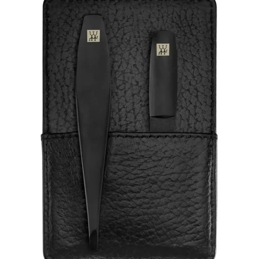 Sets 3-tlg. Maniküre/Pediküre-Etui Schwarzem Rindleder von Zwilling Beauty