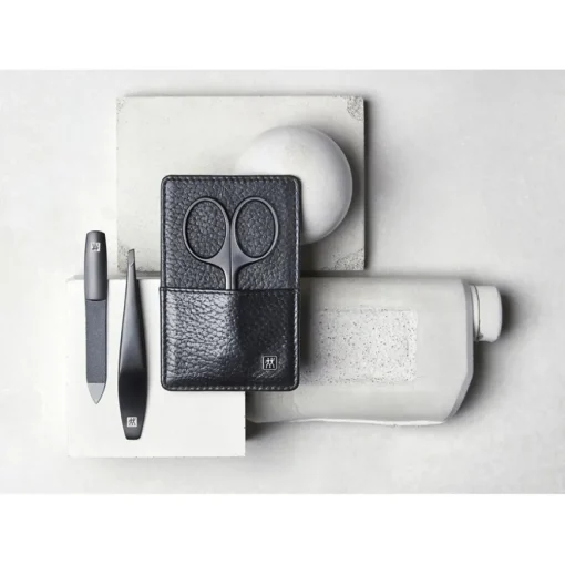 Sets 3-tlg. Maniküre/Pediküre-Etui Schwarzem Rindleder von Zwilling Beauty