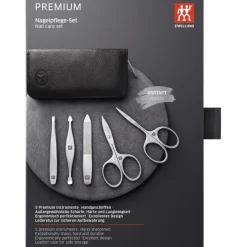 Sets 5-tlg. Maniküre/Pediküre-Etui Schwarzem Yakleder von Zwilling Beauty