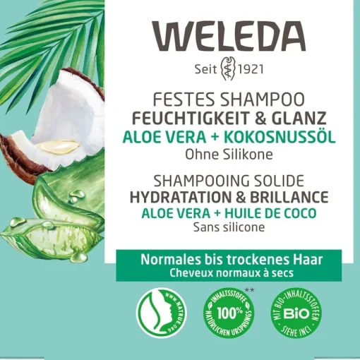 Shampoo Festes Shampoo Feuchtigkeit & Glanz Für normales bis trockenes Haar von Weleda