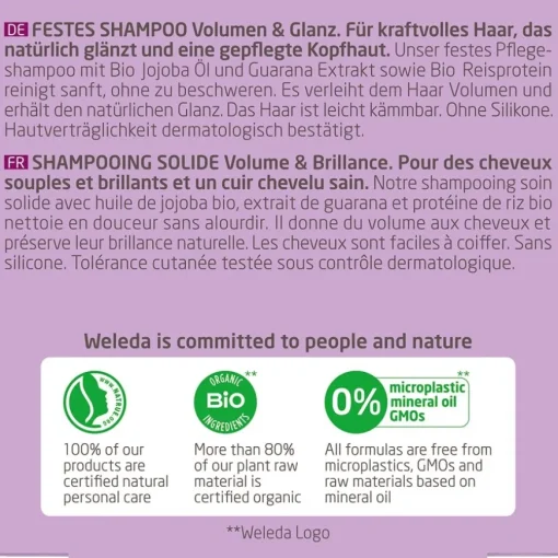 Shampoo Festes Shampoo Volumen & Glanz Für feines & kraftloses Haar von Weleda