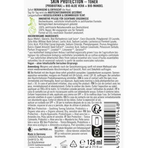 Skin Protection Toner mit Probiotika, Bio-Aloe Vera & Bio-Mandel von Sante Naturkosmetik