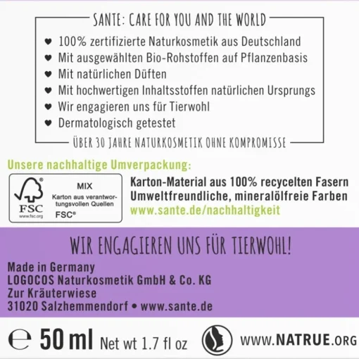 Sofort Glättende Nachtcreme von Sante Naturkosmetik
