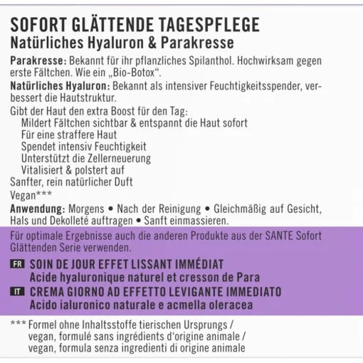 Sofort Glättende Tagespflege von Sante Naturkosmetik