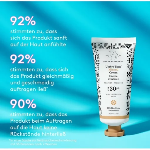 Sonnenschutz Umbra Mineral Cream SPF 30/PA+++ von Drunk Elephant