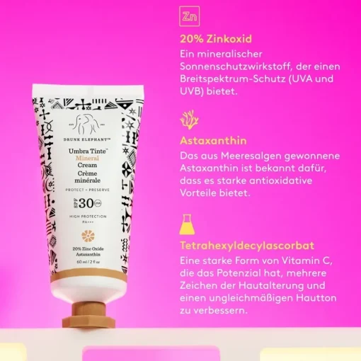 Sonnenschutz Umbra Mineral Cream SPF 30/PA+++ von Drunk Elephant