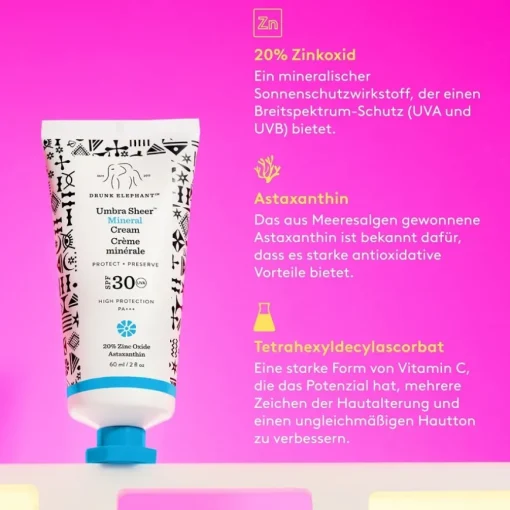 Sonnenschutz Umbra Mineral Cream SPF 30/PA+++ von Drunk Elephant