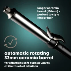 Styler Auto Revolve Soft Curl Tong Automatisch drehender Soft-Lockenstab mit Keramikbeschichtung von Revamp Professional