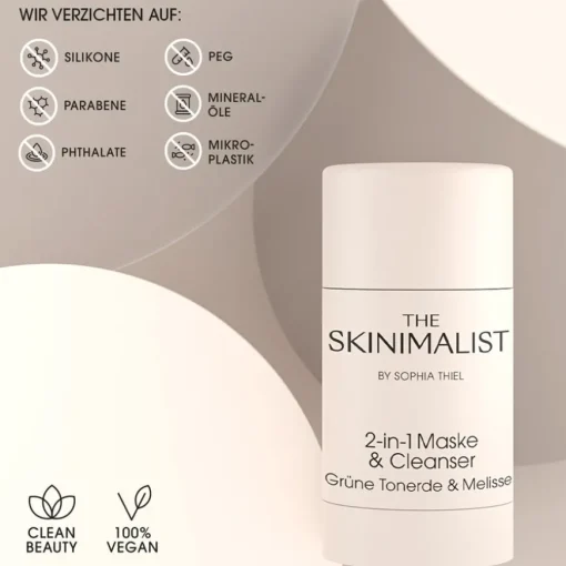 The Skinimalist 2-in-1 Maske & Cleanser Grüne Tonerde & Melisse