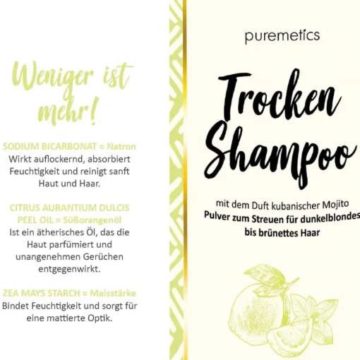 Trockenshampoo Trockenshampoo Mojito Für brünettes bis dunkelblondes Haar von puremetics