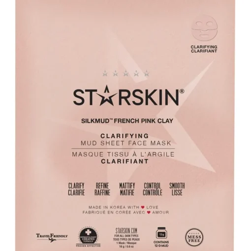 Tuchmaske Puifying Face Mask Bio-Cellulose Silkmud Pink Clay von StarSkin